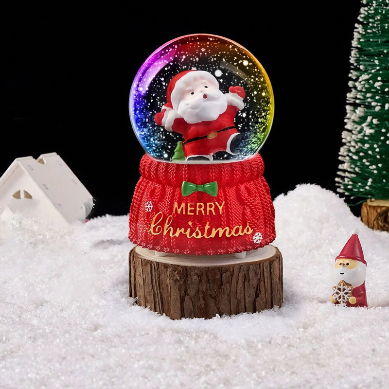 Christmas snow globe with light and music