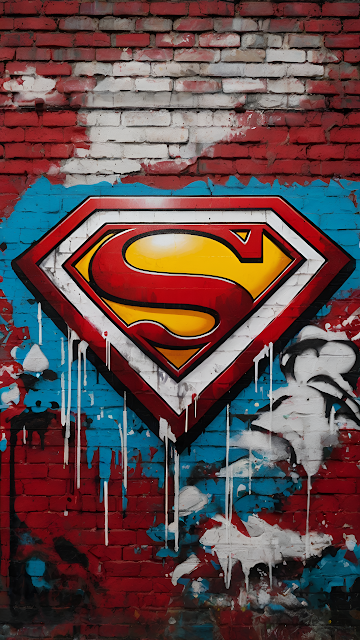 Superman Logo Graffiti on Weathered Brick Wall - Free mobile Wallpaper