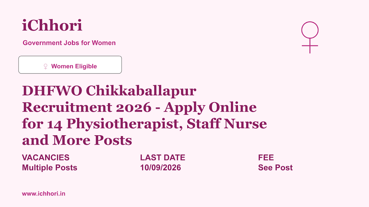 DHFWO Chikkaballapur Recruitment 2026 - Apply Online for 14 Physiotherapist, Staff Nurse and More Posts - iChhori