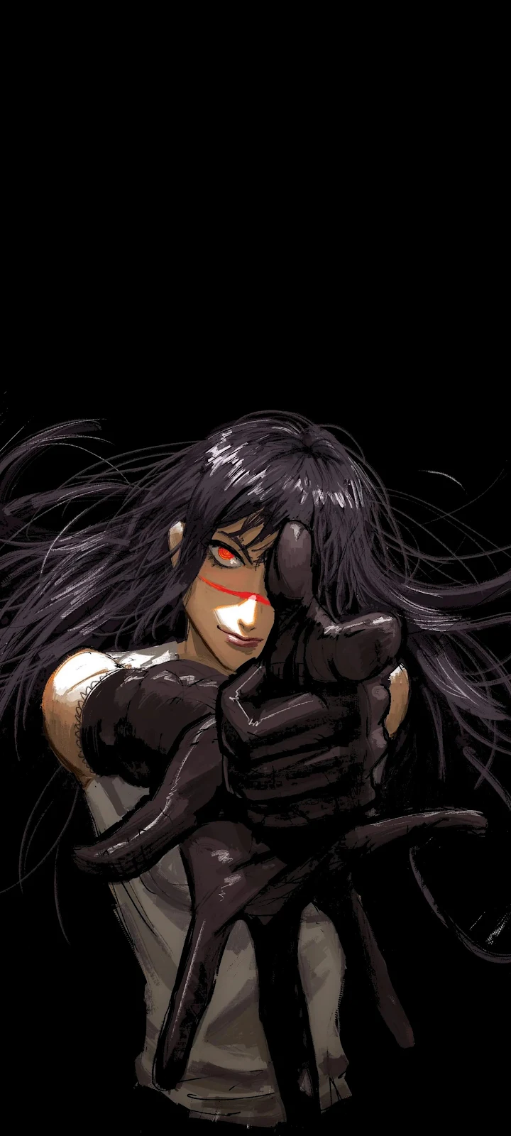 Intense Anime Character Pointing - Dark Digital Illustration 2K iPhone Wallpaper (2069x4597)