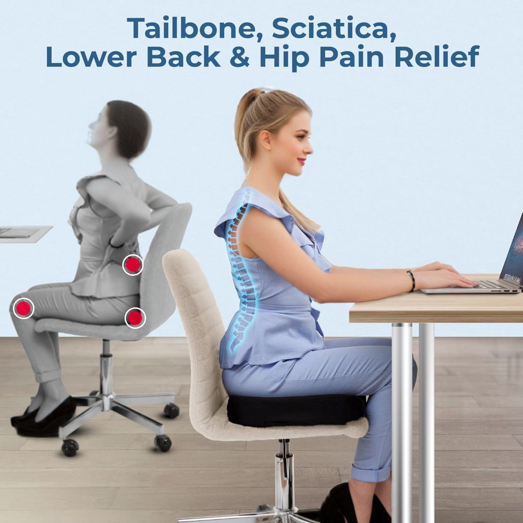 Seat cushion with memory foam and gel, breathable