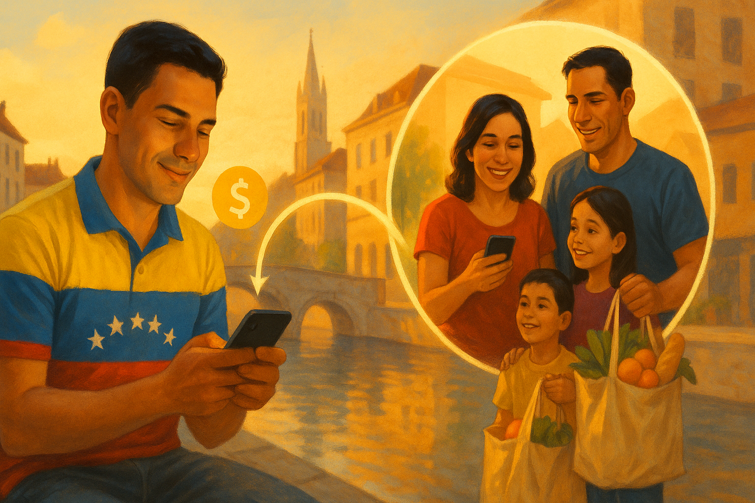 familia venezolana recibiendo remesa en el exterior y Venezuela, comparación de tipo de cambio