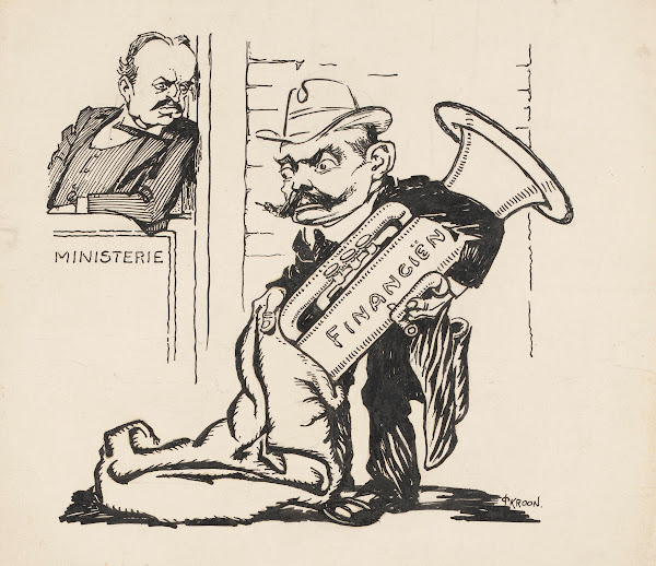 Minister S de Vries met tuba 1918 1921