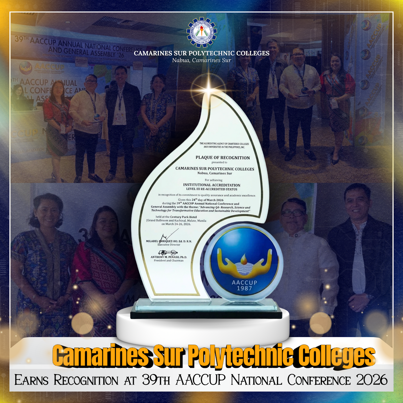 CSPC Earns Recognition at 39th AACCUP National Conference 2026