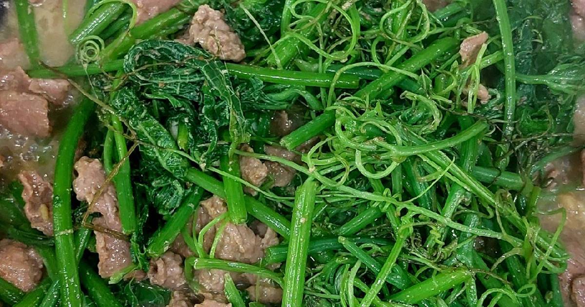 Ngọn su su xào thịt bò