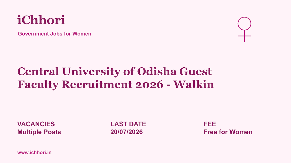 Central University of Odisha Guest Faculty Recruitment 2026 - Walkin - iChhori