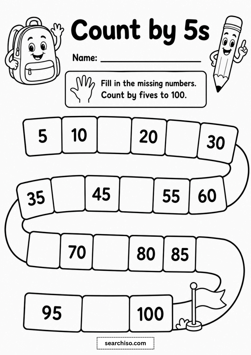 Count by 5s Math Worksheet