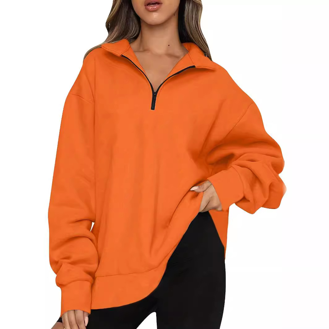 Women's sweatshirt with zip and stand-up collar