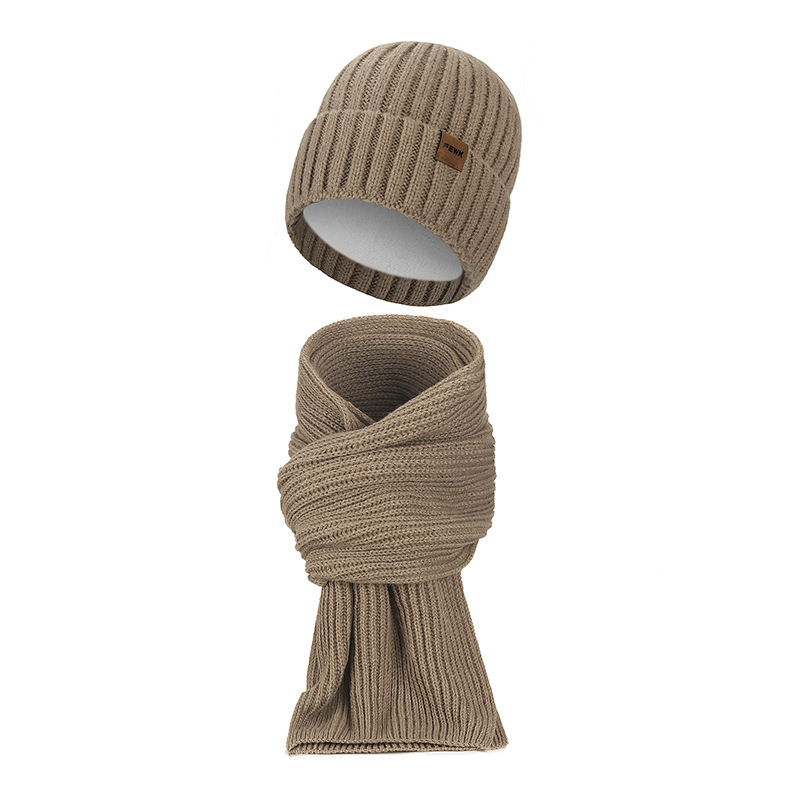 Unisex Strickmützen- und Schal-Set, gefüttert