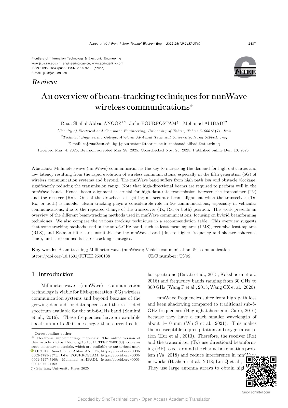 An overview of beam-tracking techniques for mmWave wireless communications