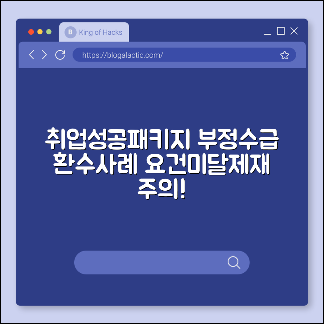 취업성공패키지 환수 사례 (부정수급, 요건미달, 제재)