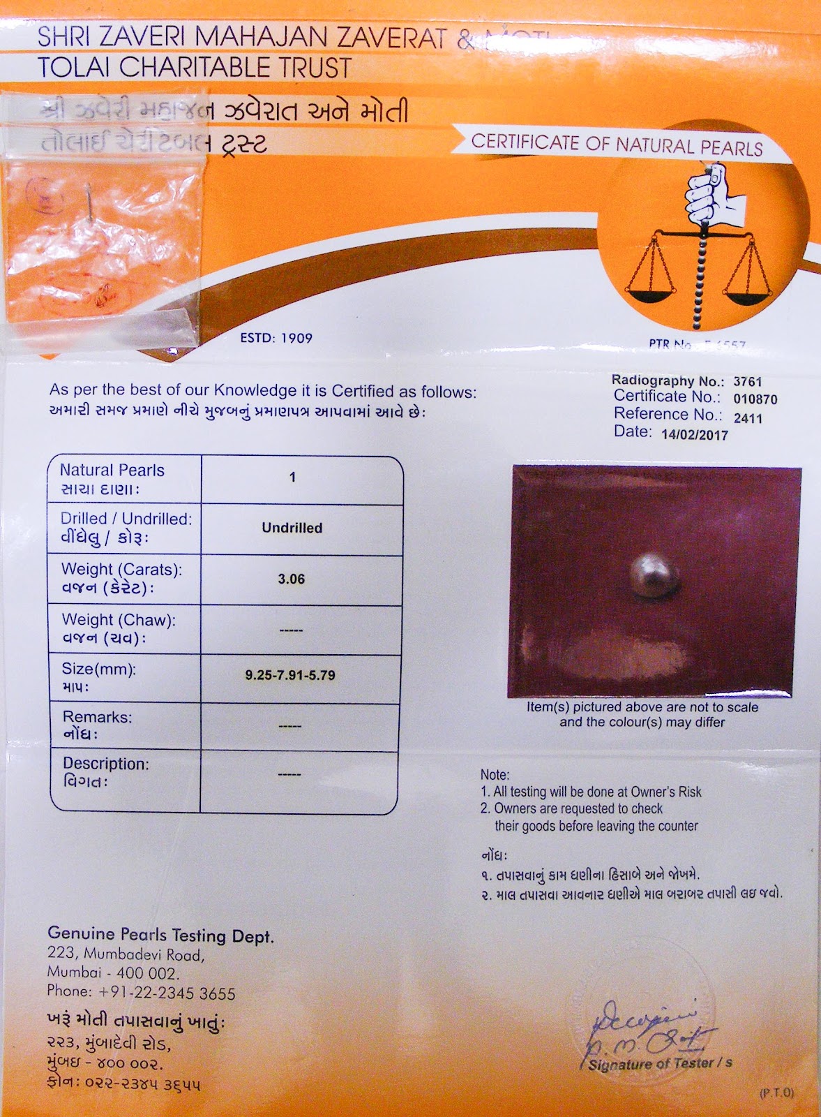 Natural Basra Pearl 3.06