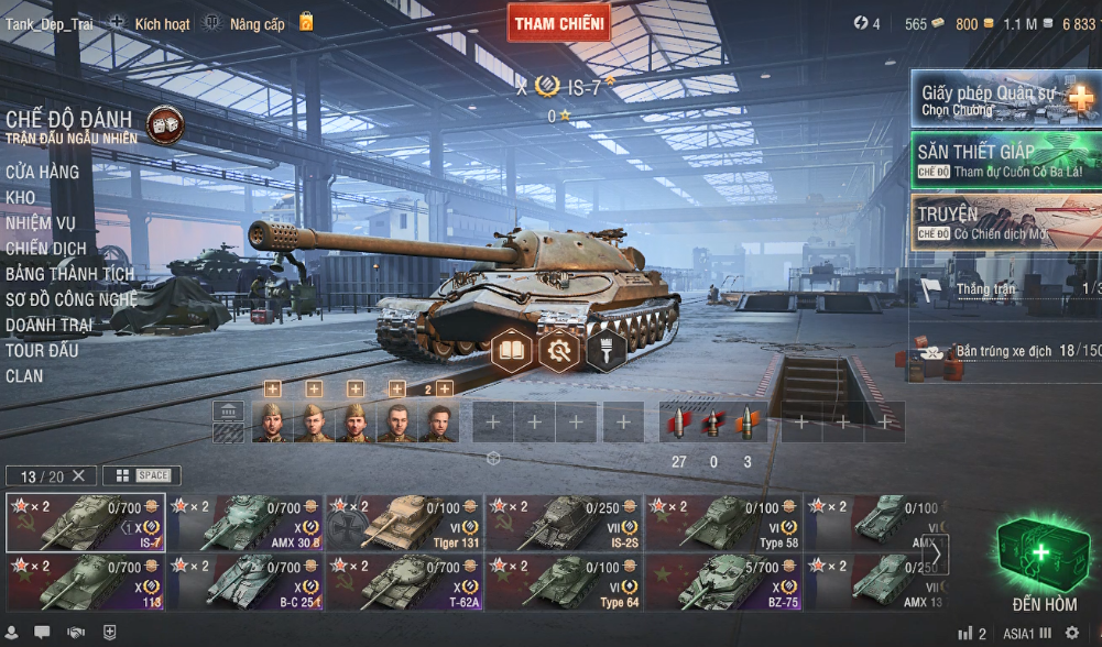 Acc WoT PC mạnh cho AE WoT Việt Nam với 6 tank cấp X: IS-7,...