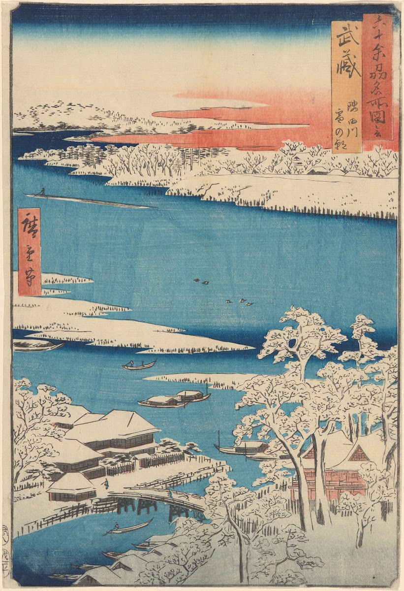 Snow Scene Islet River Shore before 1858