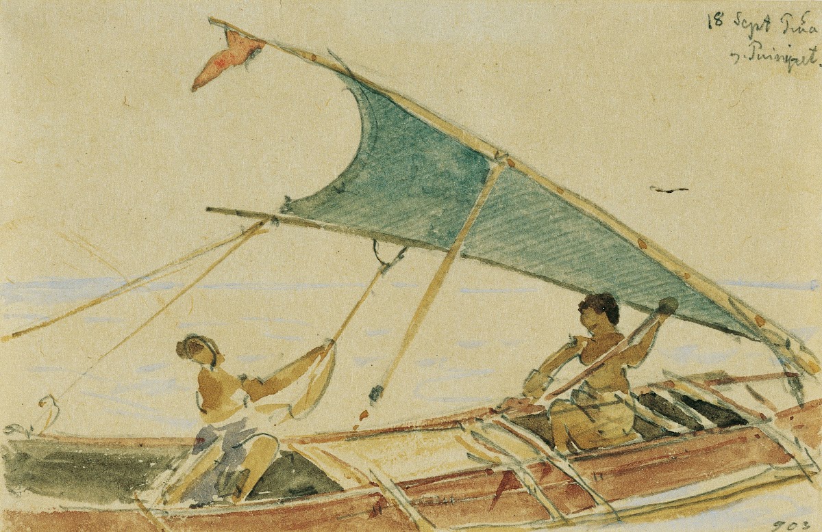 Boot vor der Insel Puinipet Ponape Caroline Islands 1858