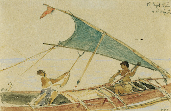 Boot vor der Insel Puinipet Ponape Caroline Islands 1858