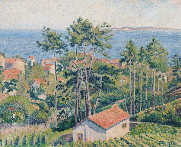 Vue du Lavandou avec mer bleue 1923