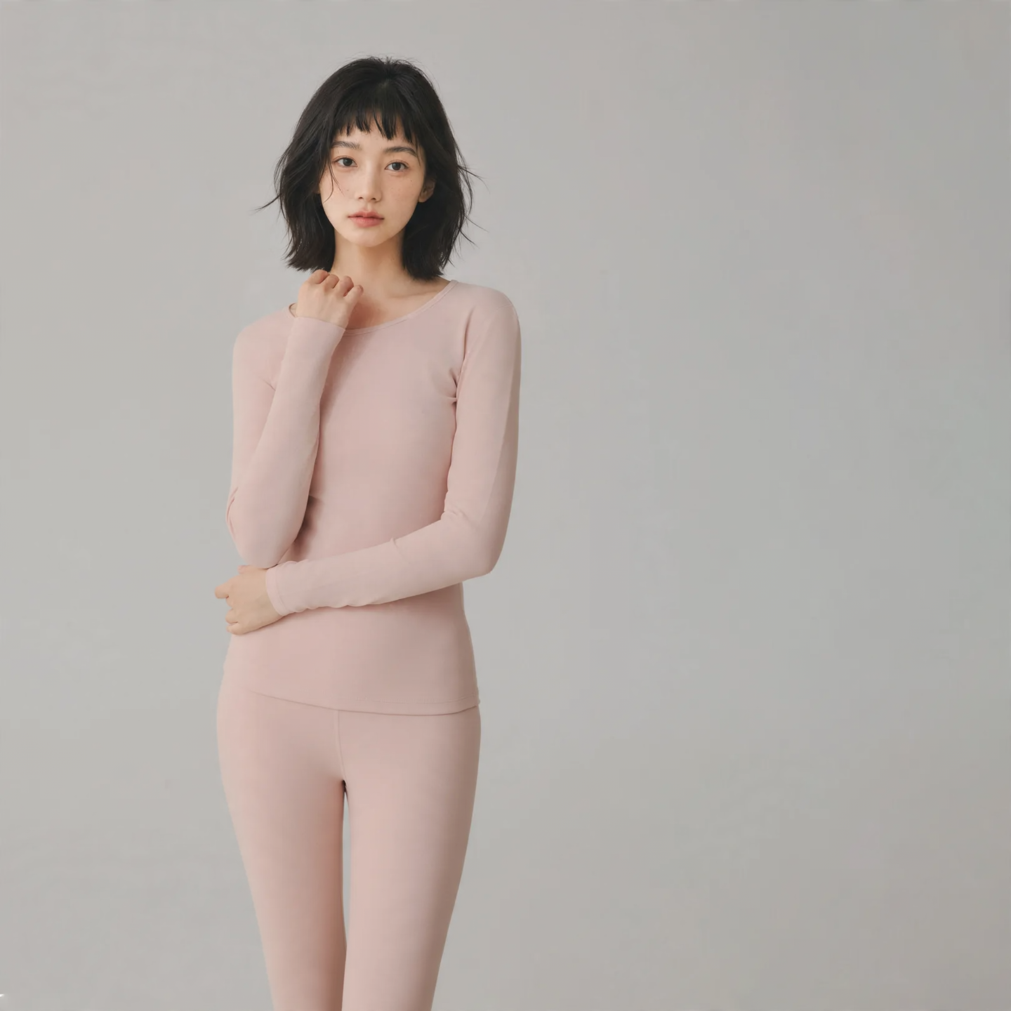 Cotton thermal underwear set, 280g, brushed, antibacterial