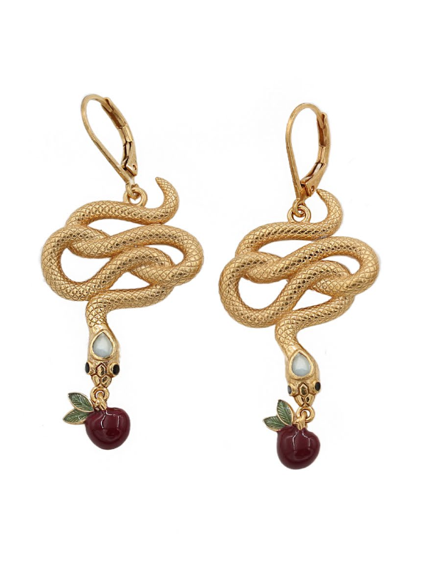 Серьги Sissi Змейки с яблоком NACRE