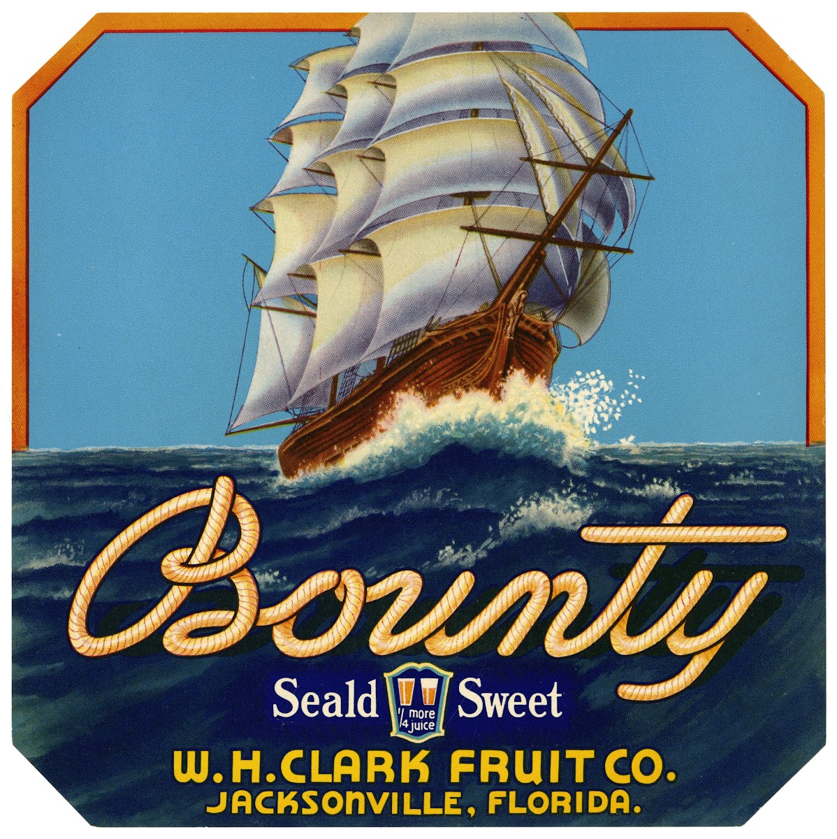 Bounty Fruit Label 1930 1950