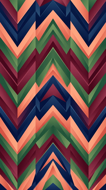 Geometric Abstract Zigzag Pattern in Navy and Peach - Free mobile Wallpaper