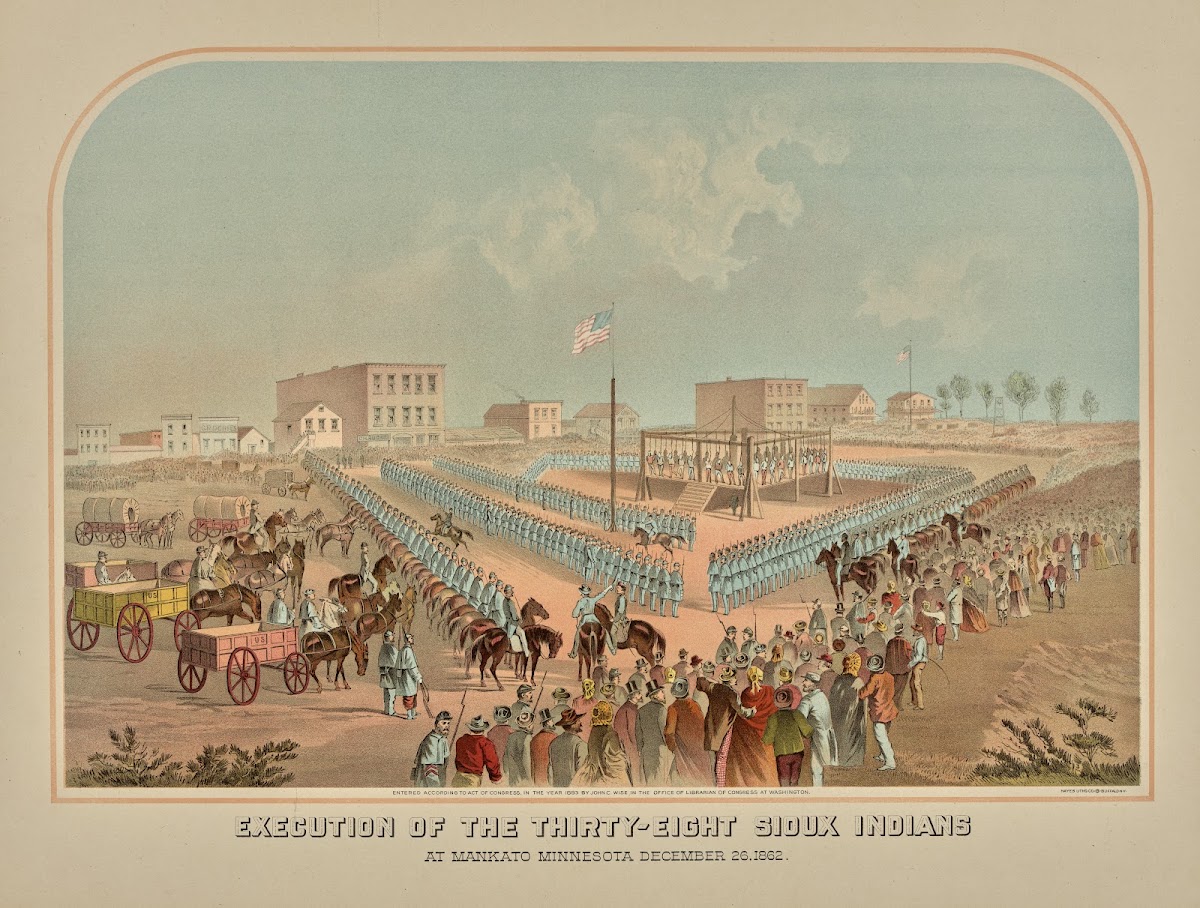 Execution Of The Thirty Eight Sioux Indians At Mankato December 26 1862 1883