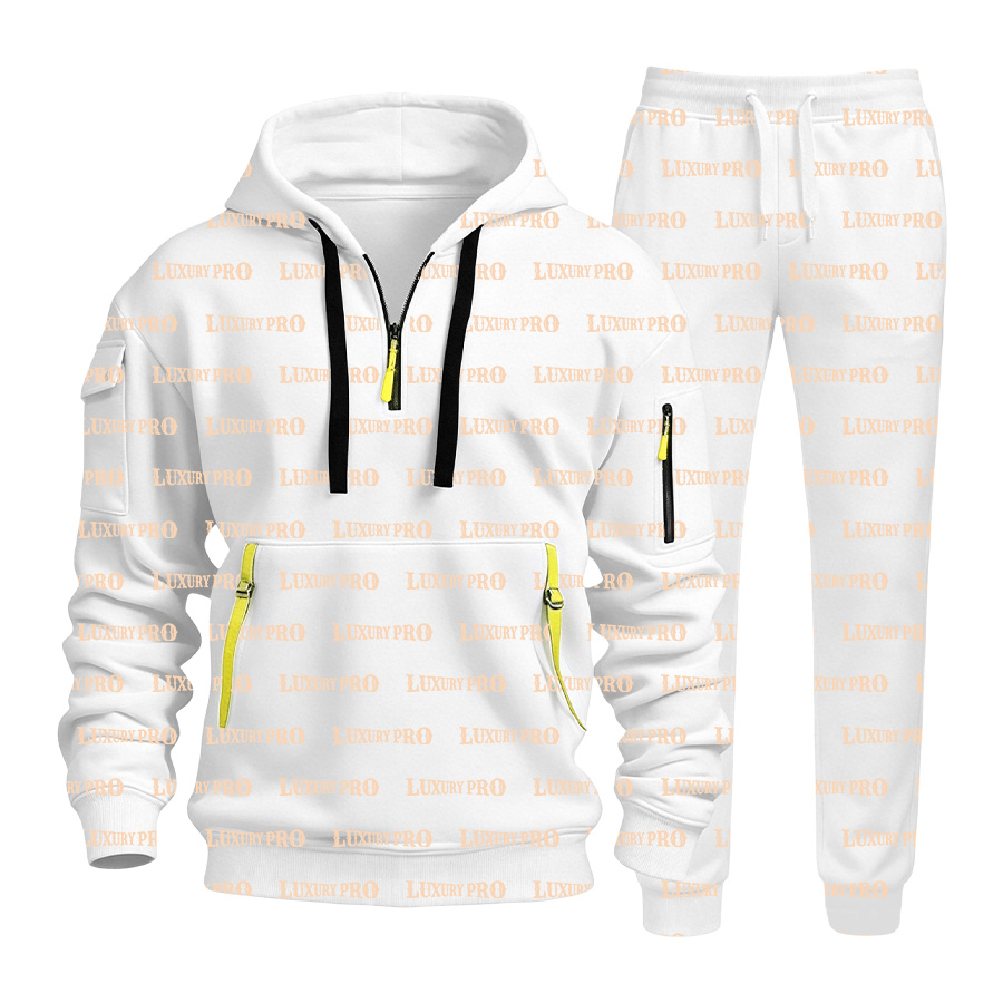 AOP MEG 3D Half Zip Hoodie with Yellow Ribbon & Sweatpants Set