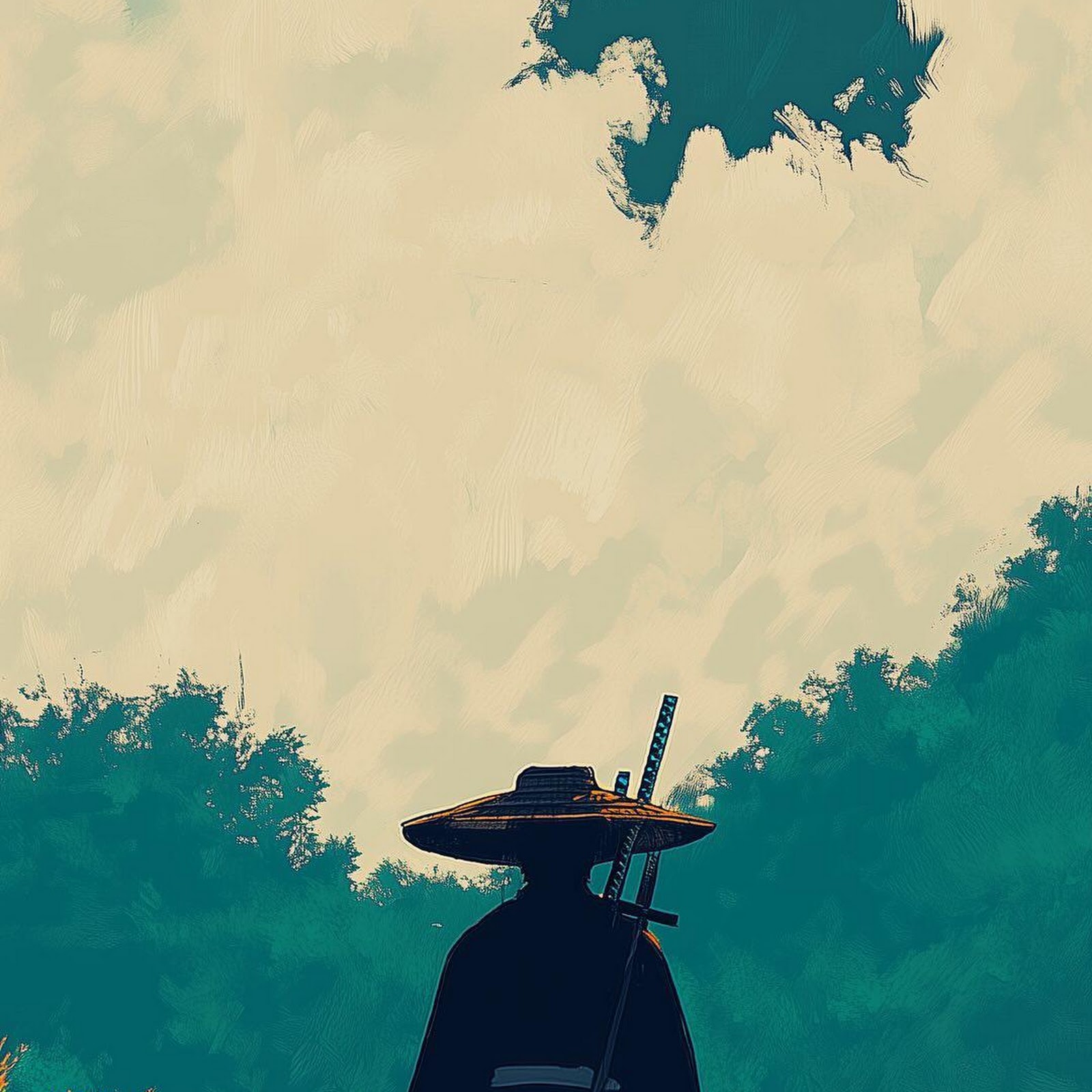 Download Samurai Standing in Golden Field Full HD iPhone