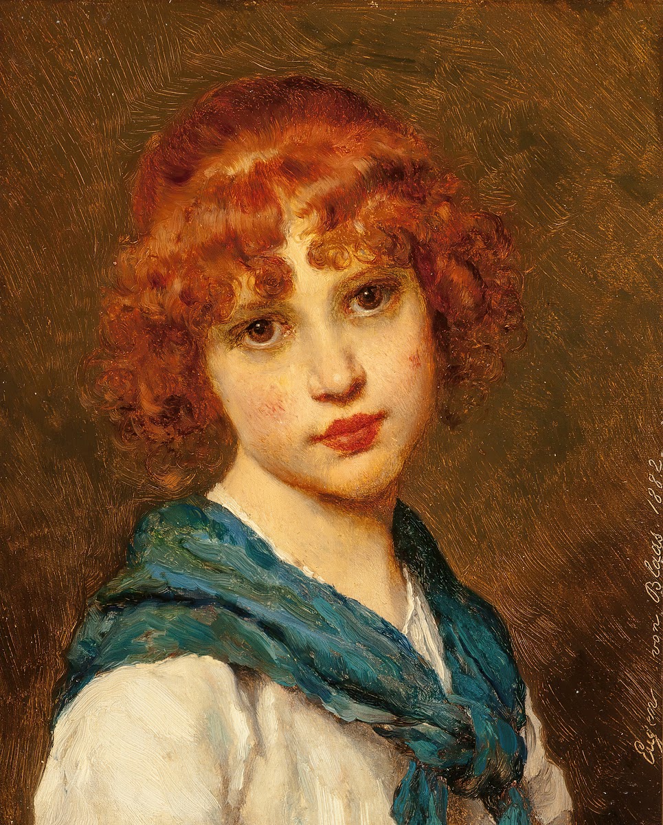 Girl with a blue scarf 1882