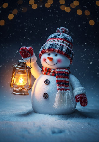 Winter Snowman with Lantern