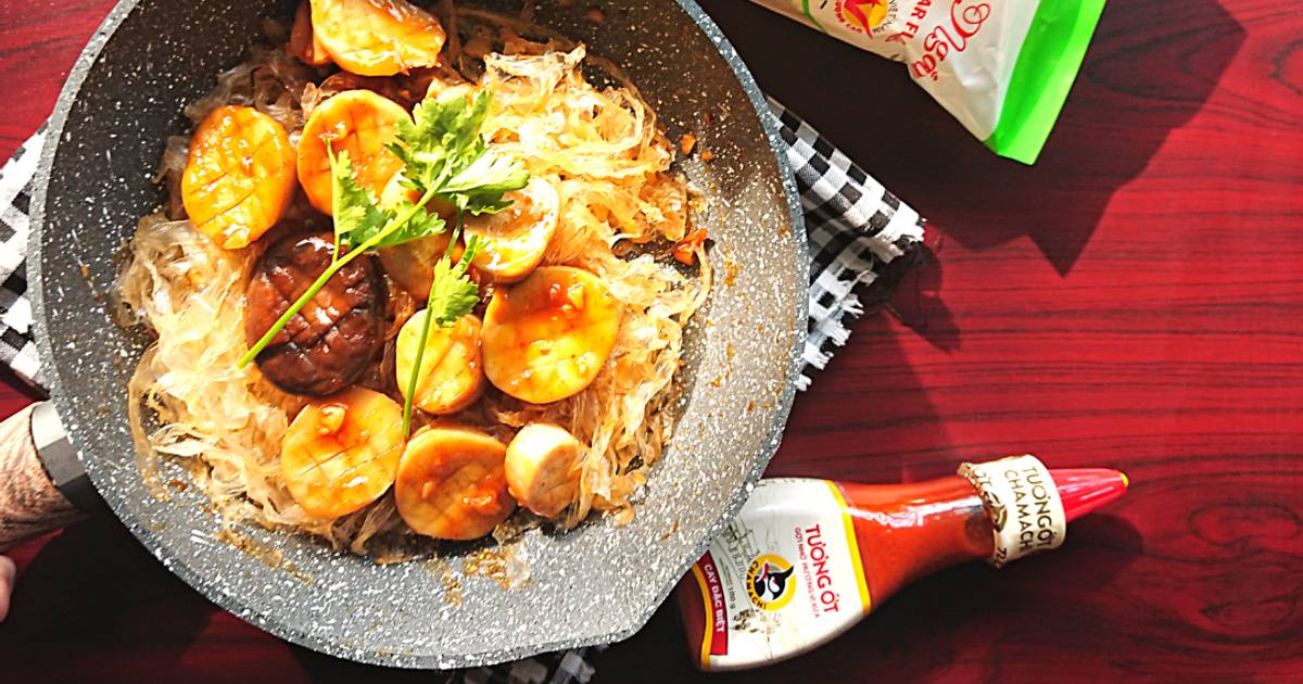 [Món Chay] Rau câu sợi xào sò điệp chay