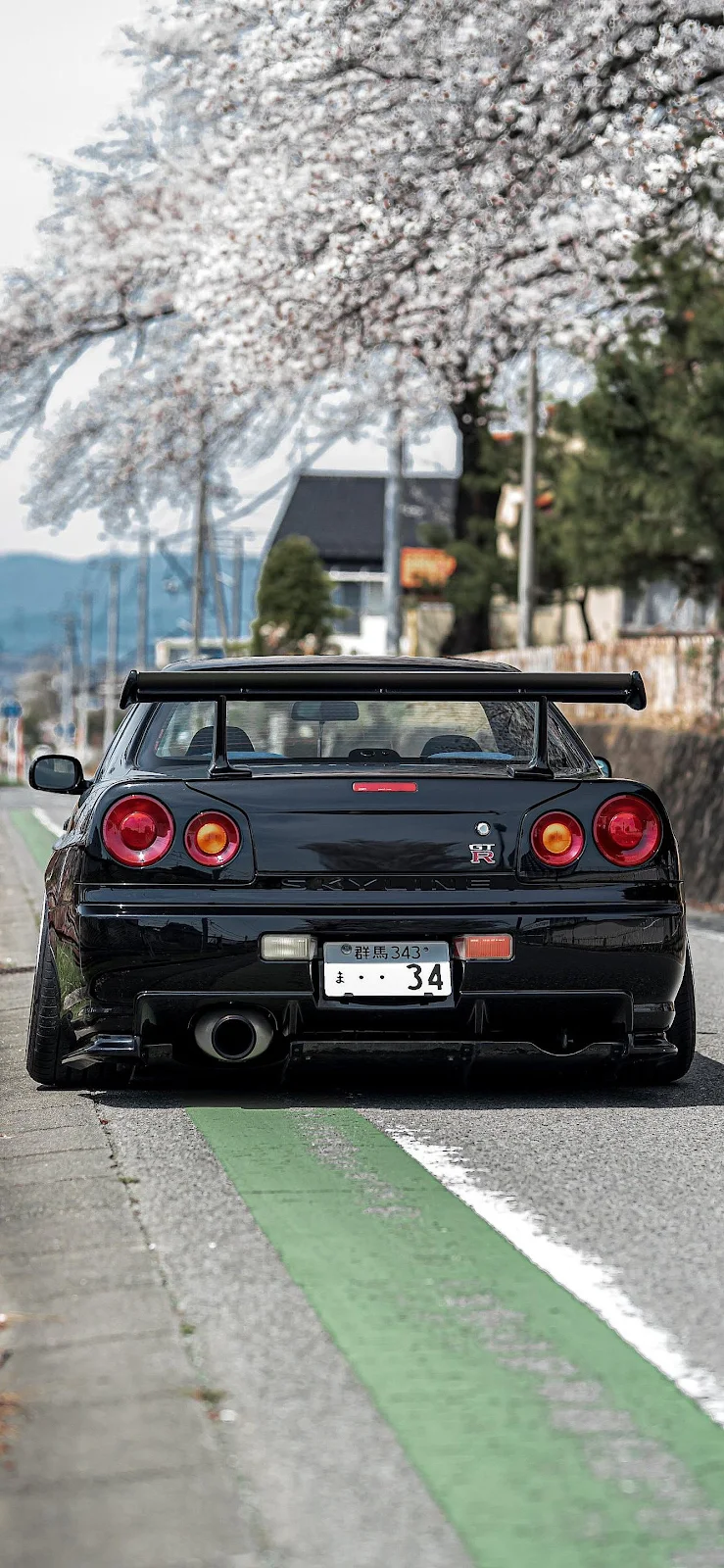 Black Nissan Skyline GT-R R34 - Automotive Photography Full HD iPhone Wallpaper (1335x2892)