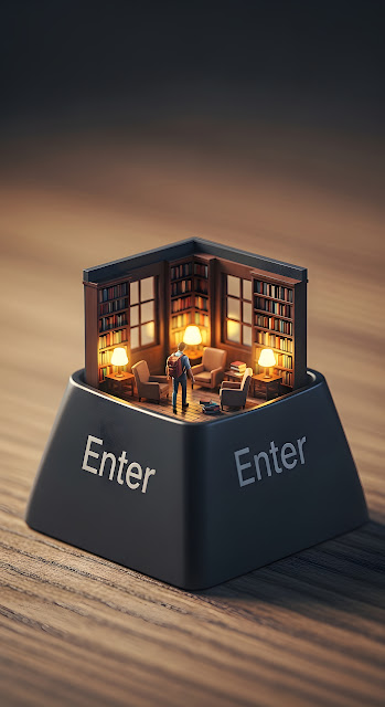 Miniature Library Inside an Enter Keycap - Free mobile Wallpaper