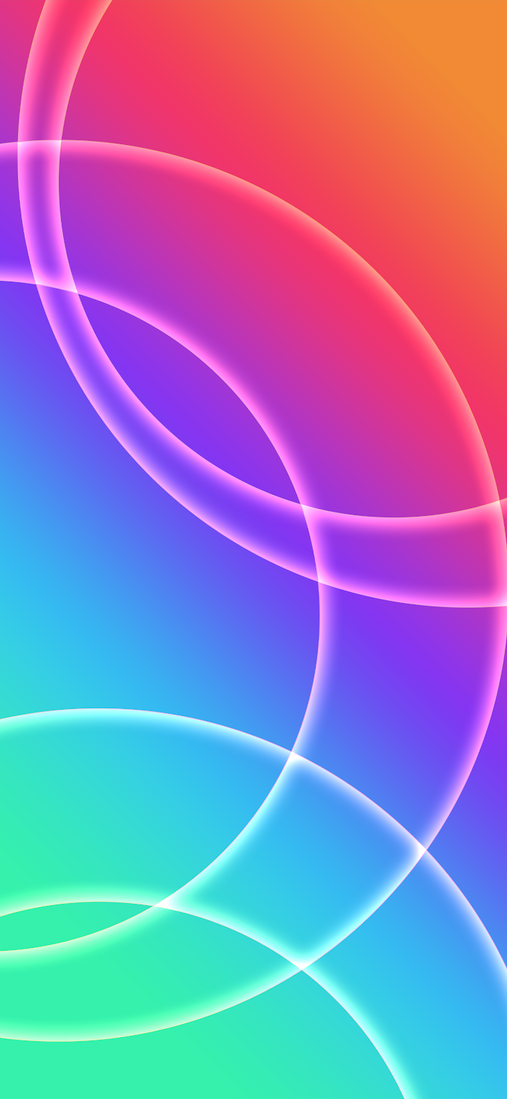 Vibrant Rainbow Abstract Neon Circles - Abstract Digital Art Full HD iPhone Wallpaper (1404x3040)