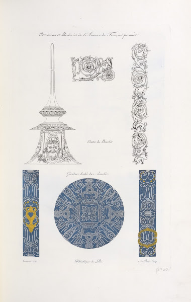 Ornemens et broderies de larmure de François premier Centre du bouclier Garnitur