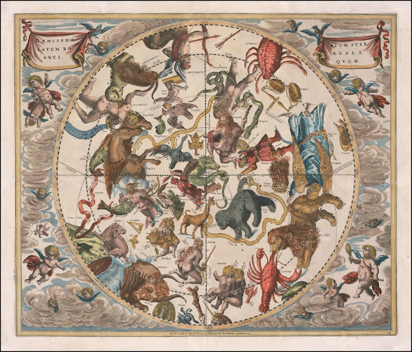 celestial map  Haemisphaerium Stellatum Boreale Antiquum 1660