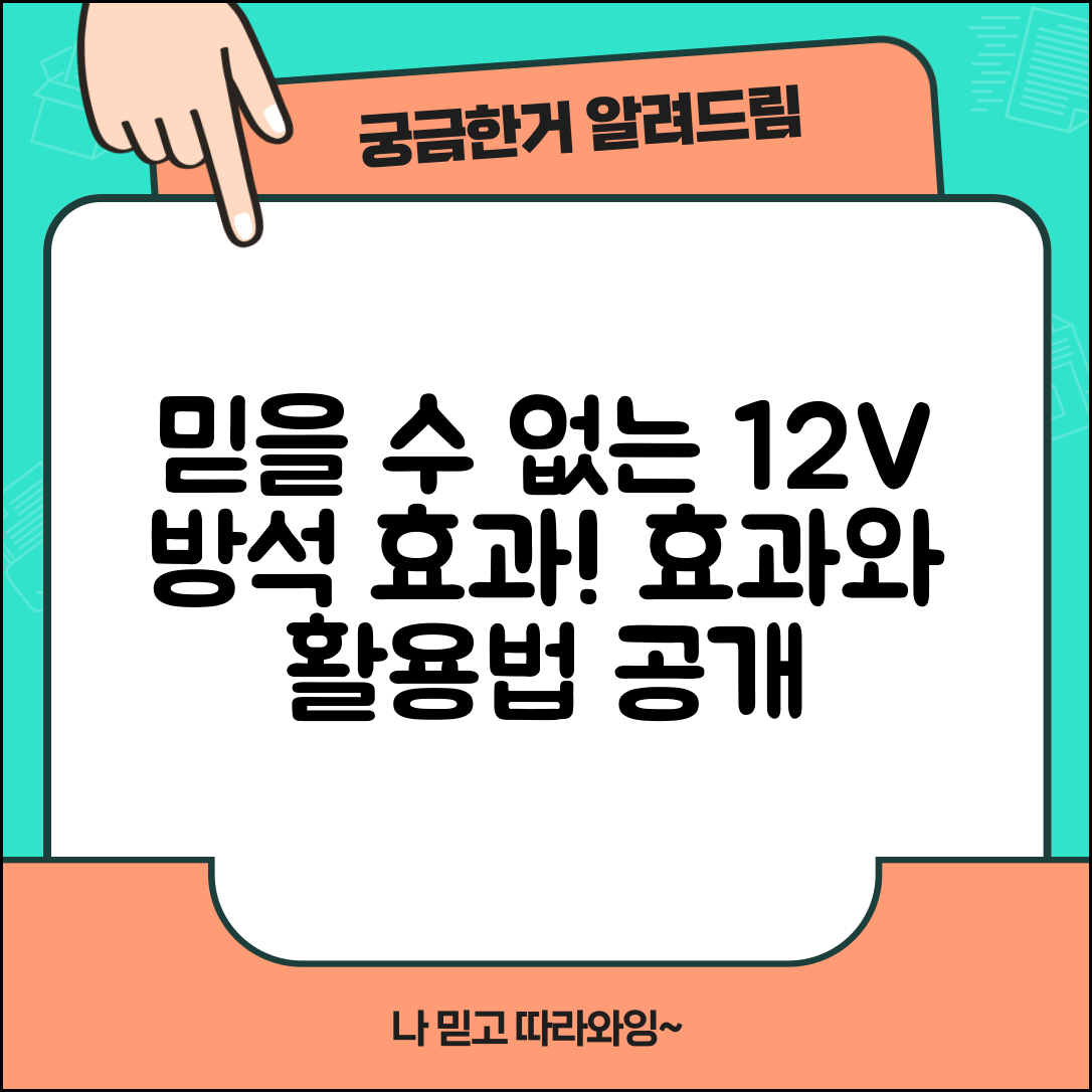 믿을 수 없는 12v방석의 효과와 활용법!