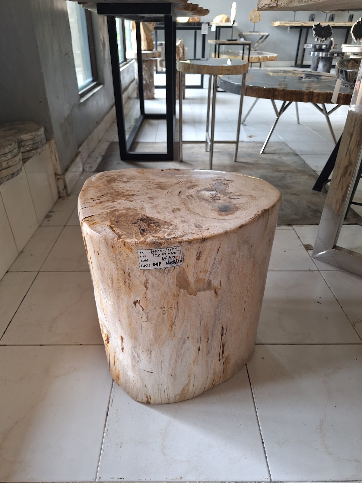 STOOL FULL POLISH — SKU BFP.1608.23 | Petrified Wood by PJ Antique Bali