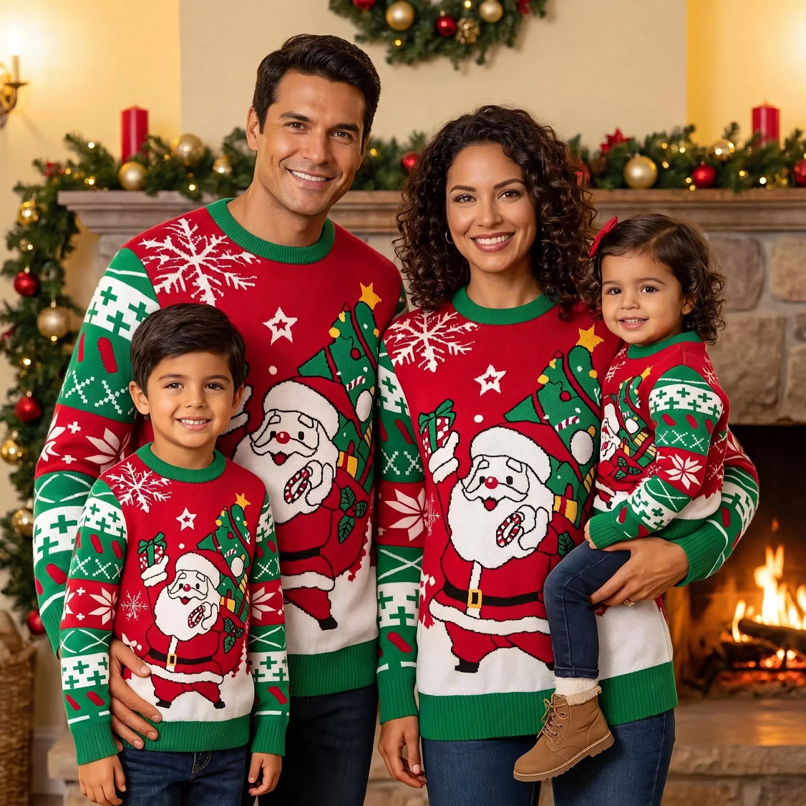 Unisex knitted sweater with festive Jacquard pattern