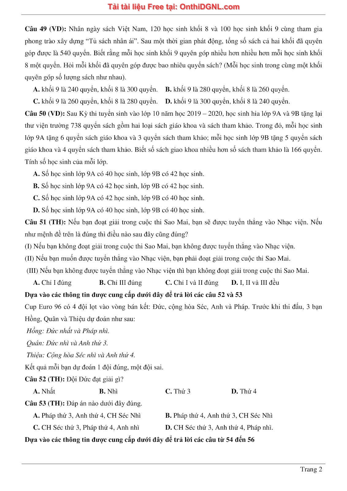 900 bài tập môn Toán - Ôn thi ĐGNL ĐHQG TP HCM Phần 12