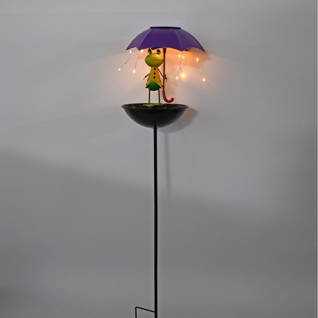 Solar Iron Bird Bath for Ground Installation