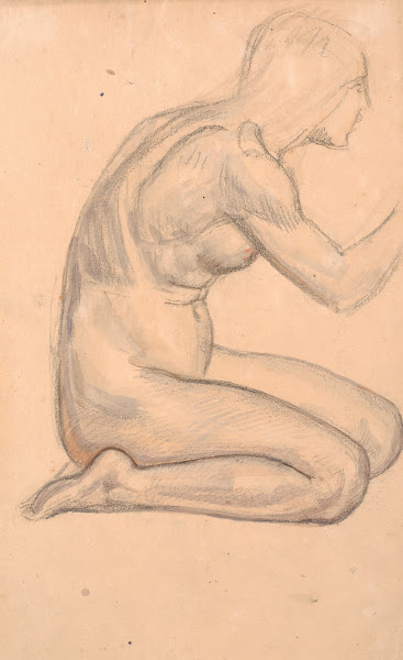 Modelstudie knælende kvinde i profil mh 1899   1903