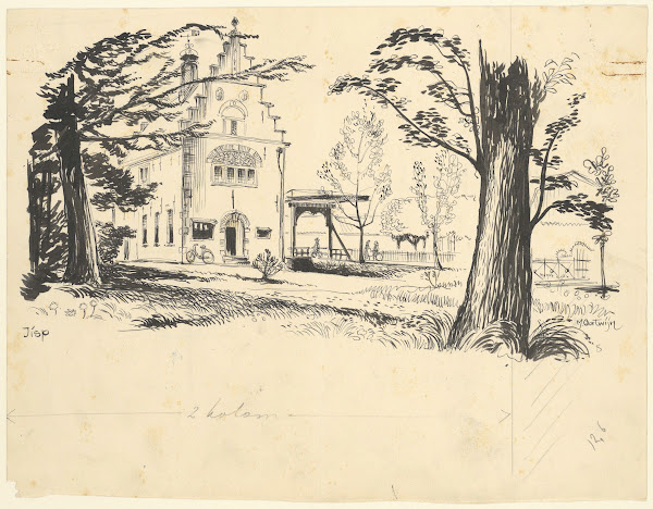 Gezicht op het Raadhuis te Jisp 1950 1960