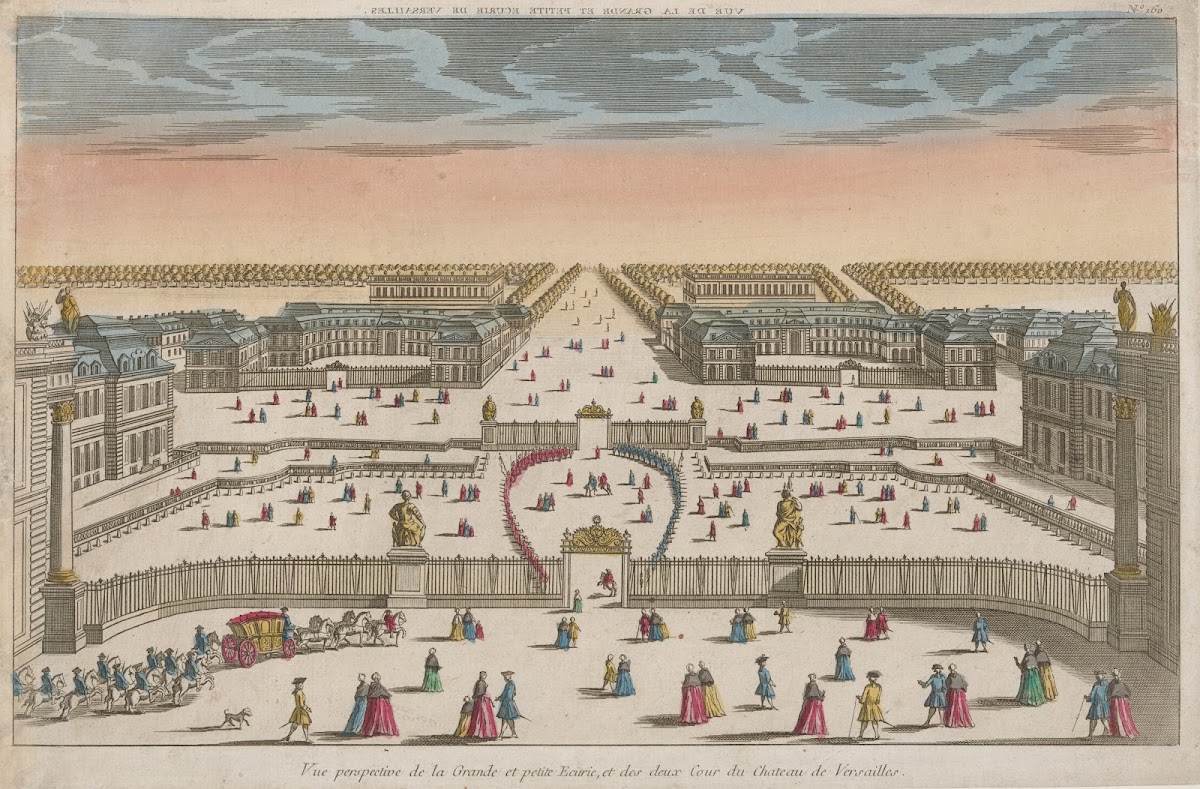 Perspective view of the Large and small Stables and the two Stable yards of the