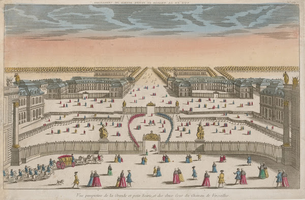 Perspective view of the Large and small Stables and the two Stable yards of the