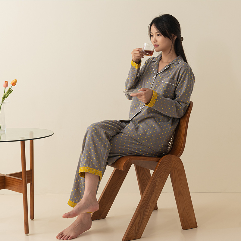Baumwoll-Schlafanzug, Doppelgaze, Langarm, Unisex