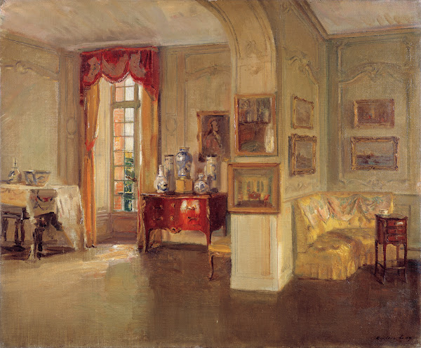 Interior of Château du Bréau circa 1910