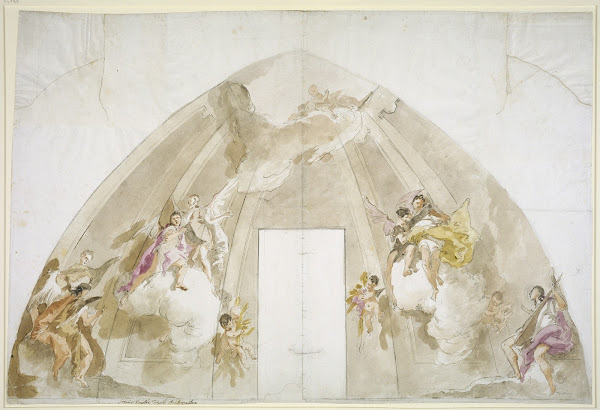 Singing and Music Making Angels Preparatory drawing for the ceiling of Udine Cat
