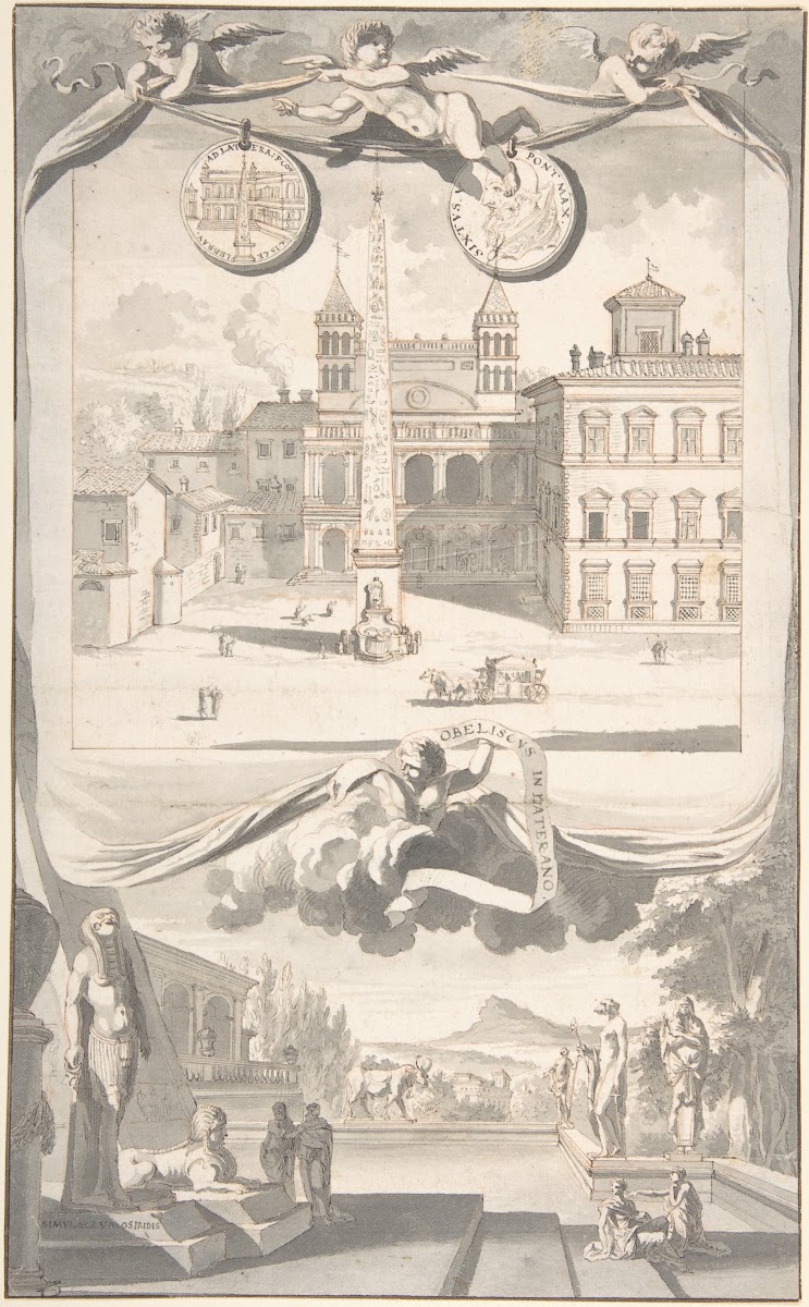 A View of the Obelisk and Saint John in Lateran above and a View of an Egyptian