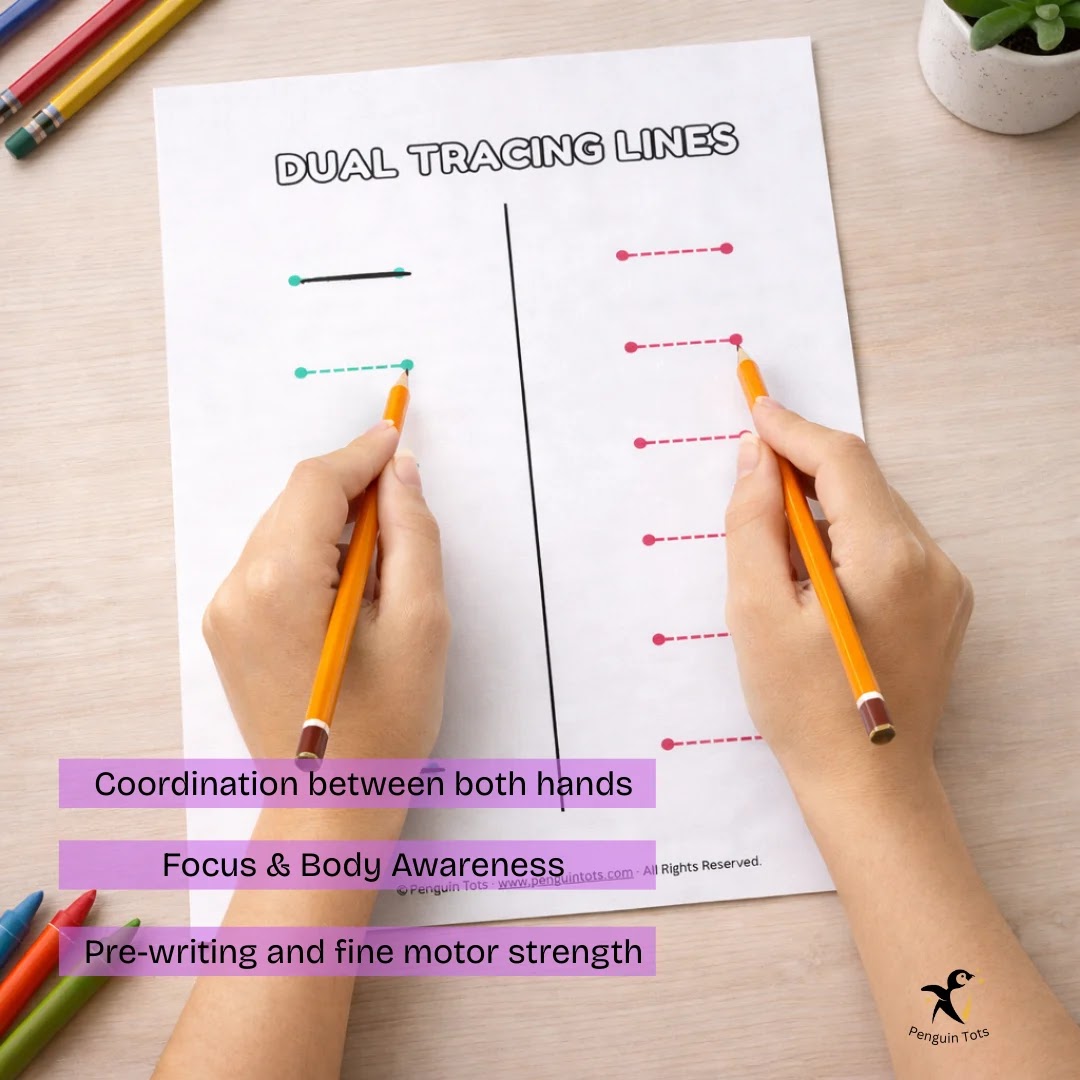 Dual Hand Tracing Activity | Bilateral Coordination, Midline Crossing & Fine Motor Control